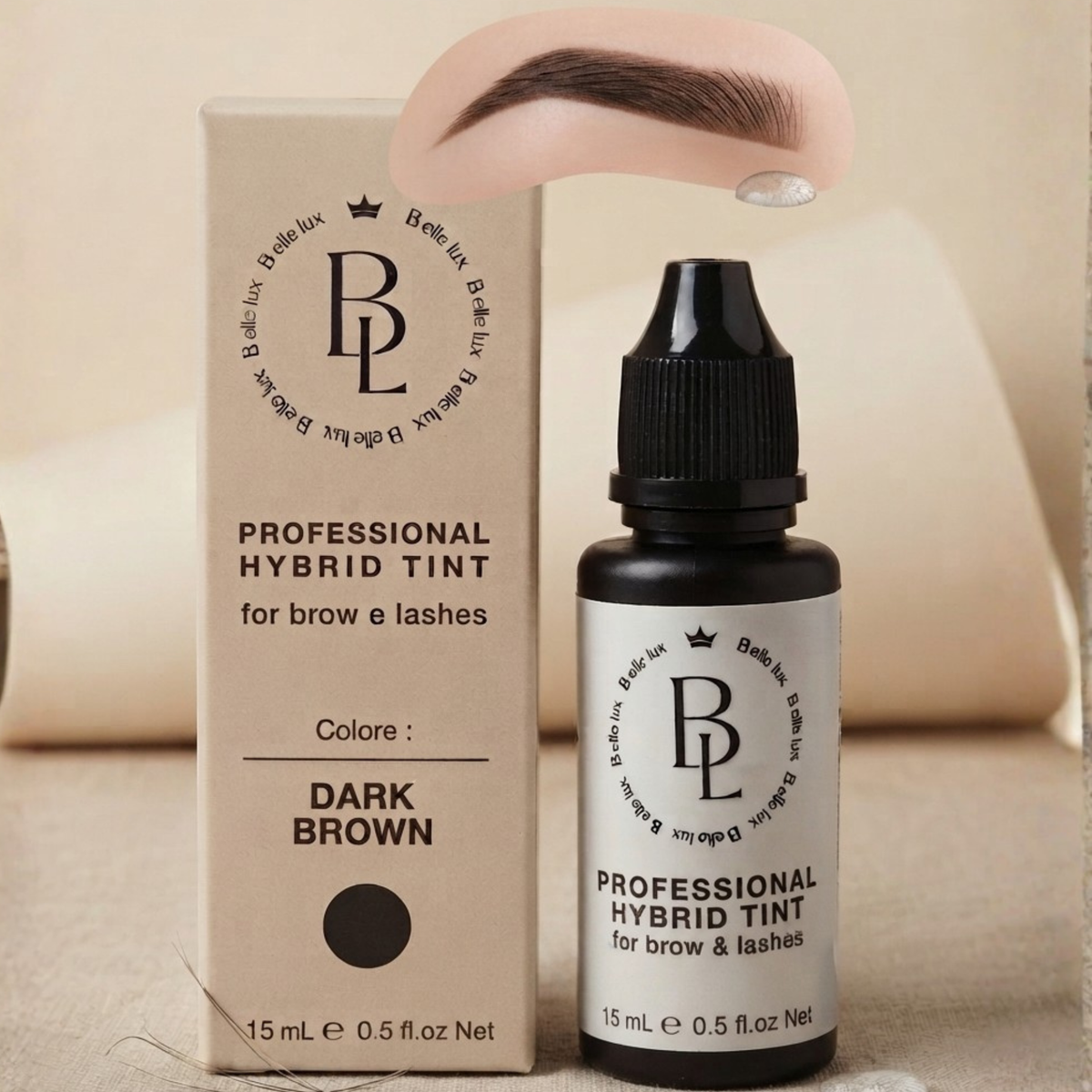 Tinta Ibrida Liquida Professionale per Sopracciglia e Ciglia - DARK BROWN | B.ellelux