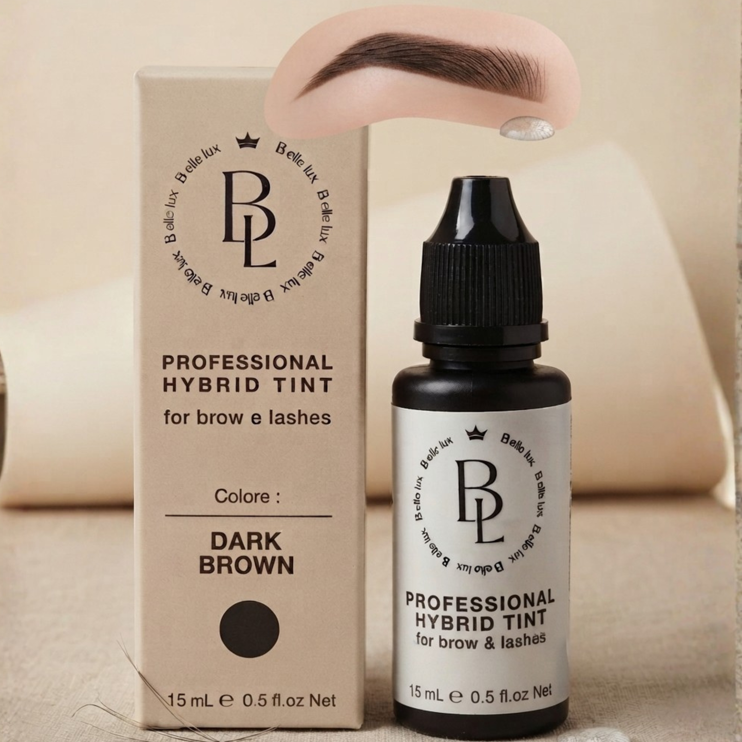 Tinta Ibrida Liquida Professionale per Sopracciglia e Ciglia - DARK BROWN | B.ellelux