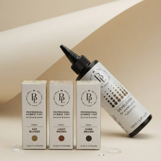 Kit Completo Tinte Ibride Professionali per Sopracciglia e Ciglia (3 Colori + Developer) | B.ellelux
