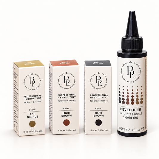 Kit Completo Tinte Ibride Professionali per Sopracciglia e Ciglia (3 Colori + Developer) | B.ellelux